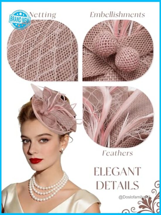 Elegant Feather Fascinator Headband - Wedding Cocktail Party Hair Clip